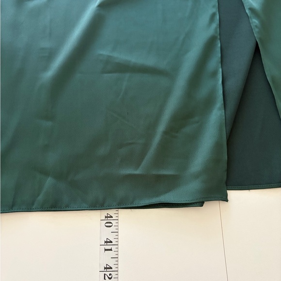 NWT Blu Pepper Forest Green Ruched Satin Pencil Maxi Skirt Size XL Wedding Guest - Picture 15 of 16